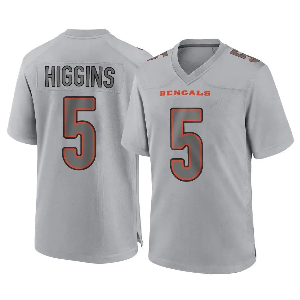 Jdoa C.Bengals #5 Tee Higgins Player Gray Atmosphere Fashion Game Stitched Jerseys