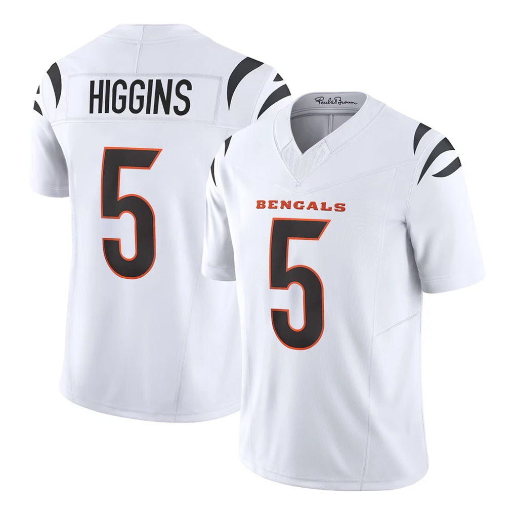 Jdoa C.Bengals #5 Tee Higgins Player White Vapor F.U.S.E. Limited Home Game Stitched Jerseys