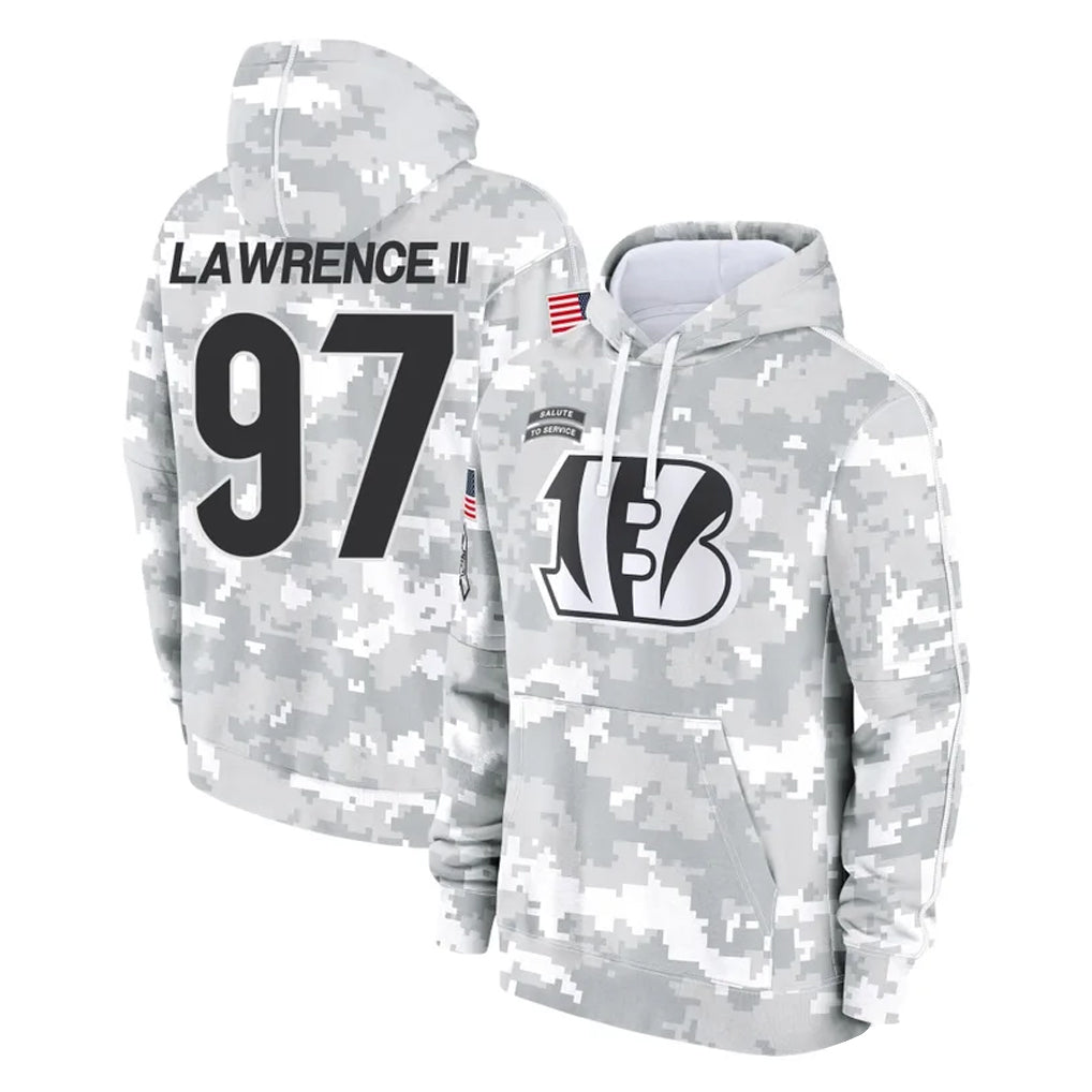 Jdoa C.Bengals #97 Dexter Lawrence II Player Arctic Camo Salute to Service Pullover Hoodie Limited Stitched Jerseys