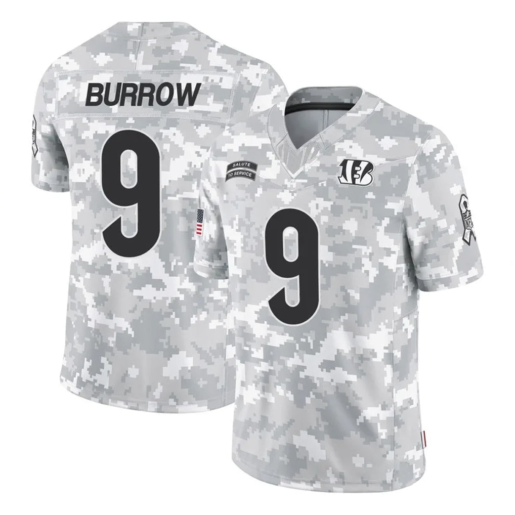 Jdoa C.Bengals #9 Joe Burrow Player Arctic Camo Salute to Service Limited Stitched Jerseys