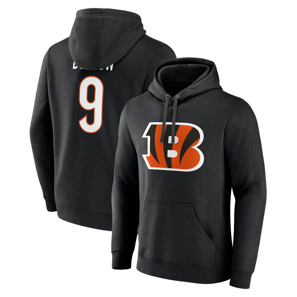 Jdoa C.Bengals #9 Joe Burrow Player Black Salute to Service Pullover Hoodie Stitched Jerseys