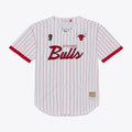 Xdoa C.Bulls Mitchell & Ness White Head Coach Pinstripe Mesh Full-Button Baseball Jerseys