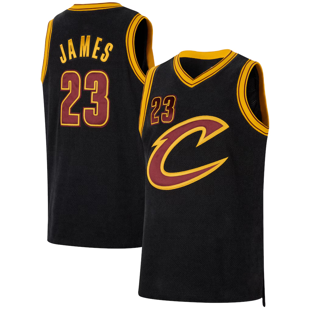 Xdoa C.Cavaliers #23 LeBron James Black Forever King Authentic Jerseys