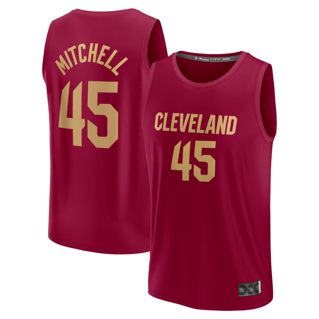 Jdoa C.Cavaliers #45 Donovan Mitchell Wine Fast Break Replica Jerseys - Icon Edition
