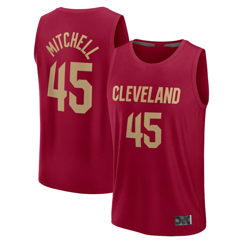 Xdoa C.Cavaliers #45 Donovan Mitchell Wine Fast Break Replica Player Jerseys - Icon Edition