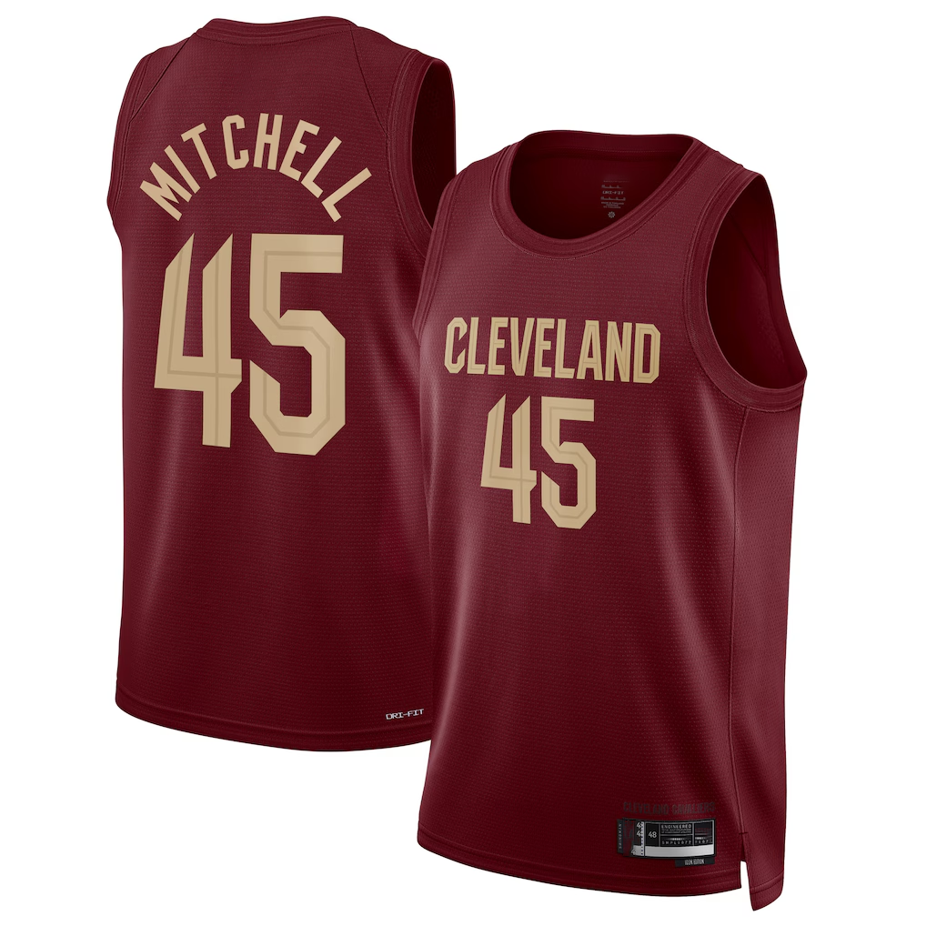 Xdoa C.Cavaliers #45 Donovan Mitchell Wine Swingman Jerseys - Icon Edition
