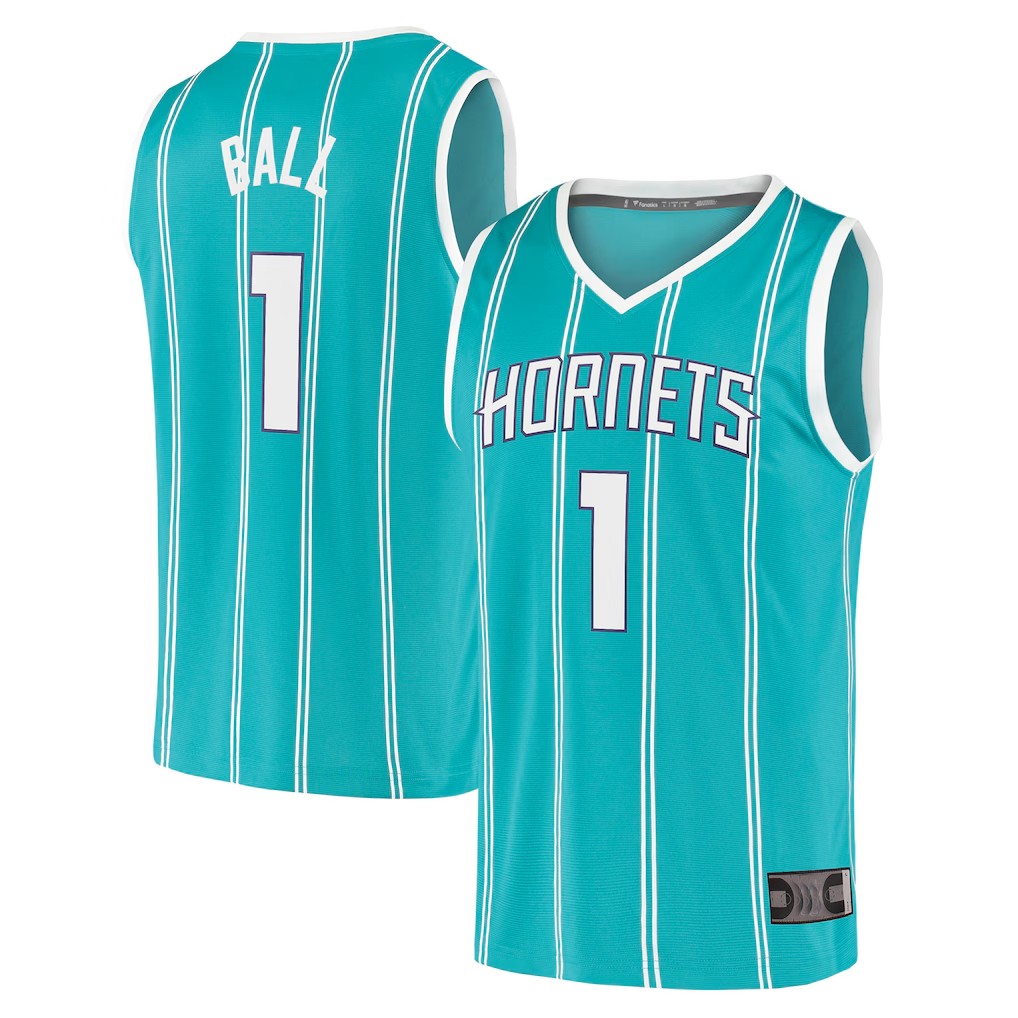 Xdoa C.Hornets #1 LaMelo Ball  Teal Fast Break Replica Jerseys - Icon Edition