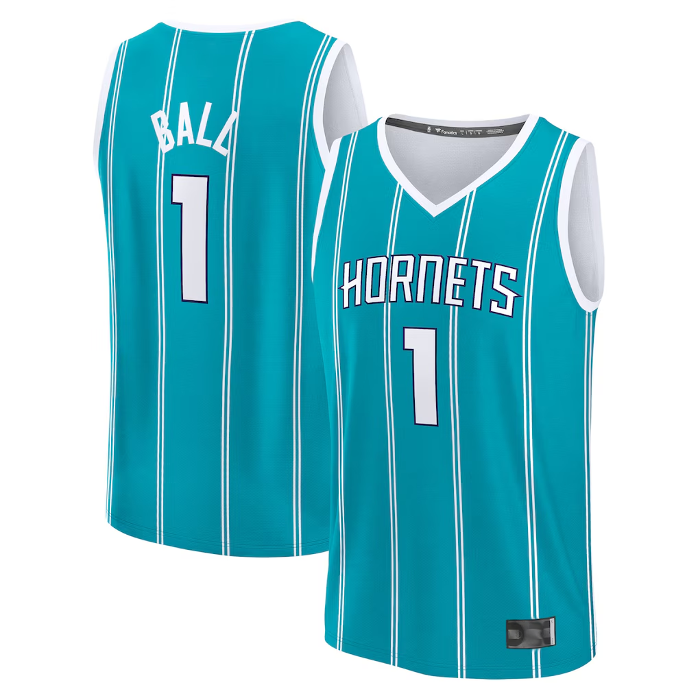 Xdoa C.Hornets #1 LaMelo Ball  Teal Fast Break Replica Player Jerseys - Icon Edition