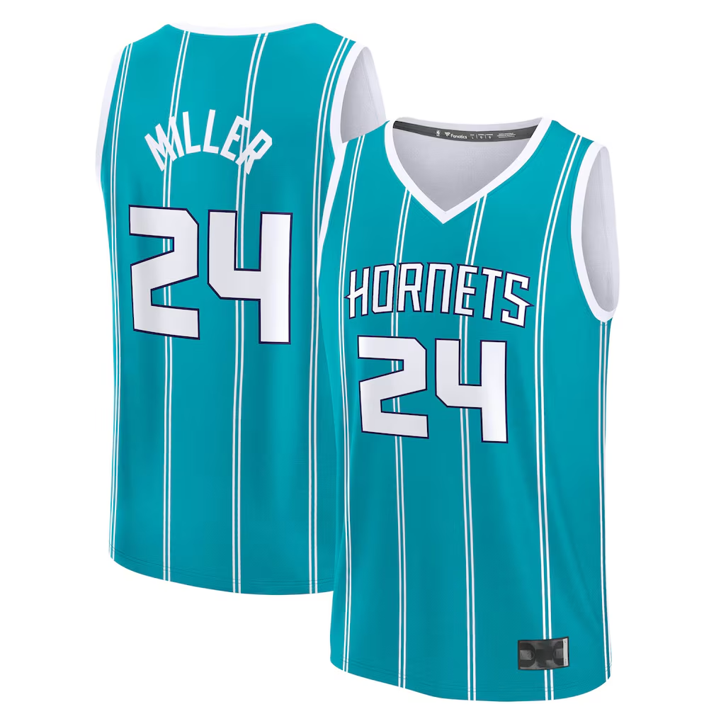 Xdoa C.Hornets #24 Brandon Miller  Teal Fast Break Replica Jerseys - Icon Edition