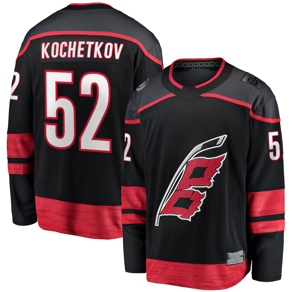 Jdoa C.Hurricanes #52 Pyotr Kochetkov Black Home Premier Breakaway Player Stitched Jerseys