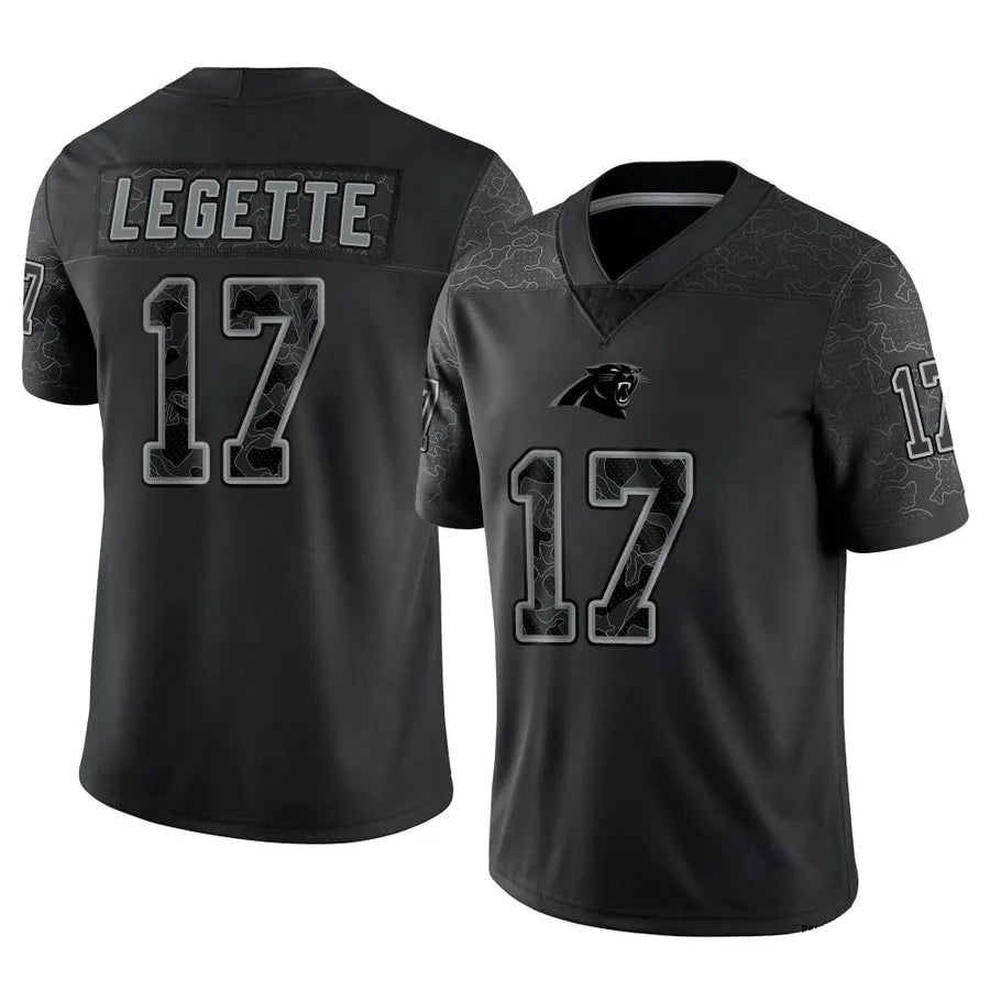Jdoa C.Panthers #17 Xavier Legette Player Black REFLECTIVE Limited Stitched Jerseys