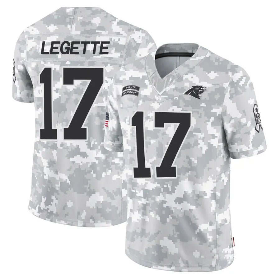 Jdoa C.Panthers #17 Xavier Legette Player Salute to Service Limited Arctic Camo Stitched Jerseys