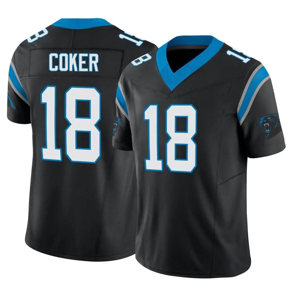 Jdoa C.Panthers #18 Jalen Coker Player Black Vapor F.U.S.E. Limited Home Game Stitched Jerseys