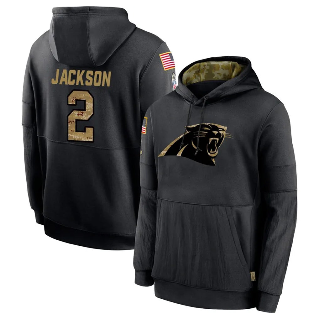 Jdoa C.Panthers #2 Michael Jackson Player Black Salute to Service Pullover Hoodies Limited Game Stitched Jerseys