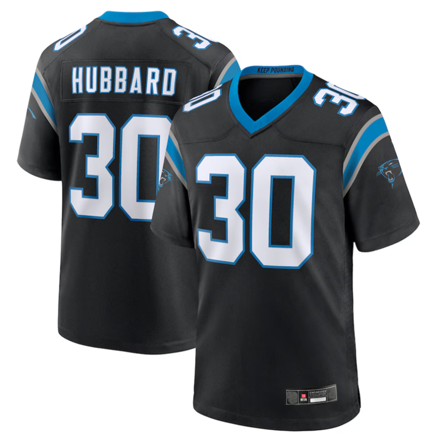Jdoa C.Panthers #30 Chuba Hubbard Player Black Team Game Stitched Jerseys