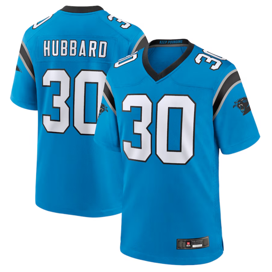 Jdoa C.Panthers #30 Chuba Hubbard Player Blue Game Stitched Jerseys