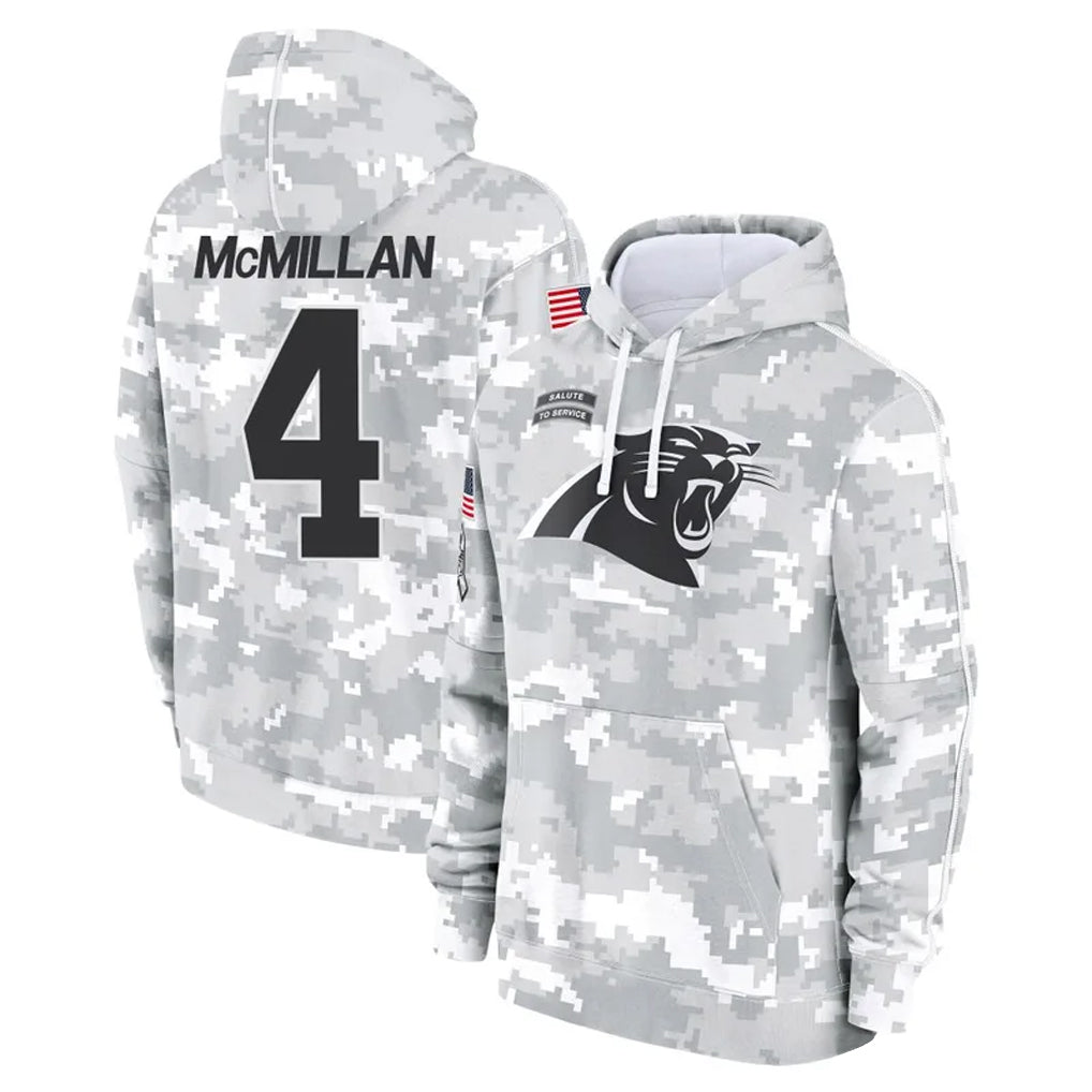 Jdoa C.Panthers #4 Tetairoa McMillan Player Arctic Camo Salute to Service Limited Hoodies Stitched Jerseys