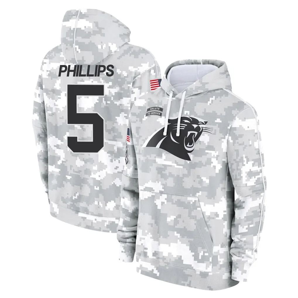 Jdoa C.Panthers #5 Jaelan Phillips Player Arctic Camo Salute to Service Pullover Hoodies Limited Game Stitched Jerseys