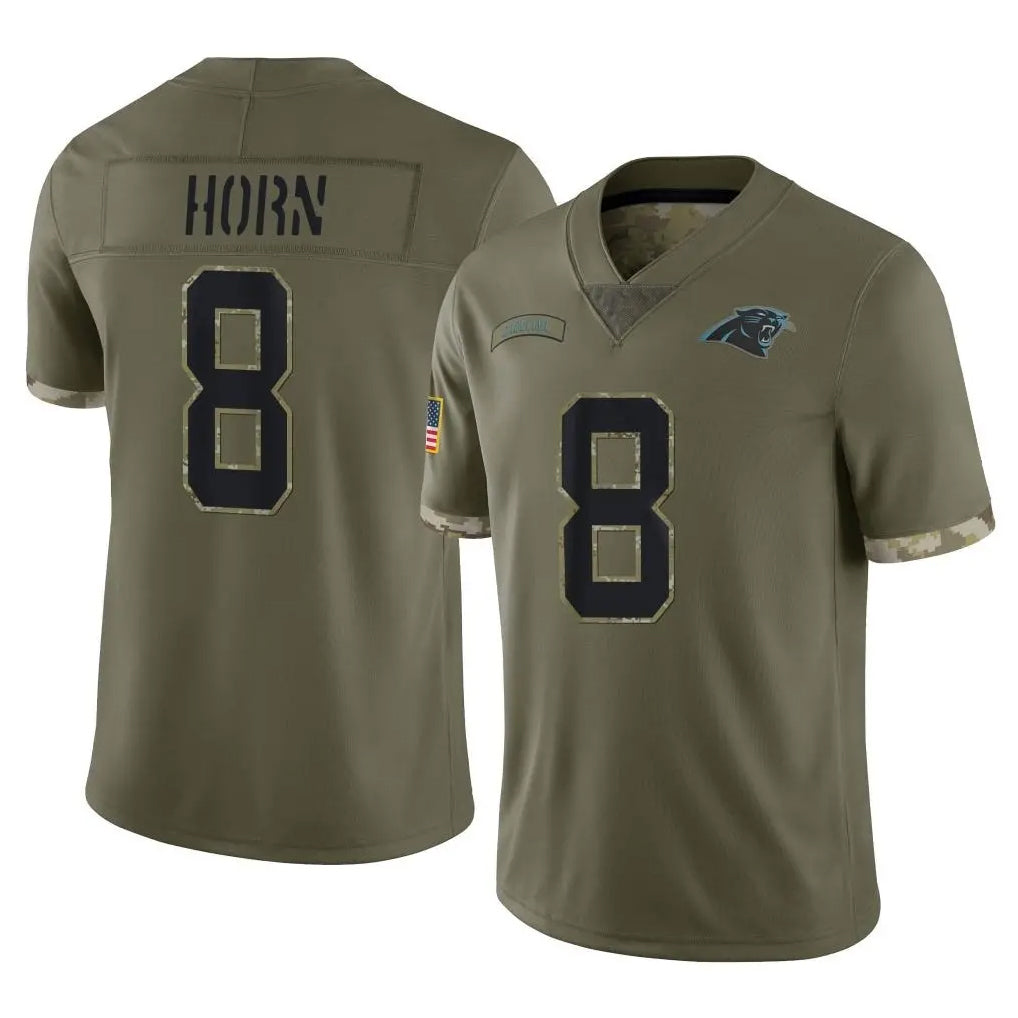 Jdoa C.Panthers #8 Jaycee Horn Player Olive Salute to Service Game Stitched Jerseys