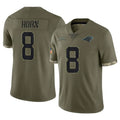 Jdoa C.Panthers #8 Jaycee Horn Player Olive Salute to Service Game Stitched Jerseys