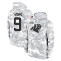Jdoa C.Panthers #9 Bryce Young Player Arctic Camo Salute to Service Pullover Hoodies Limited Game Stitched Jerseys