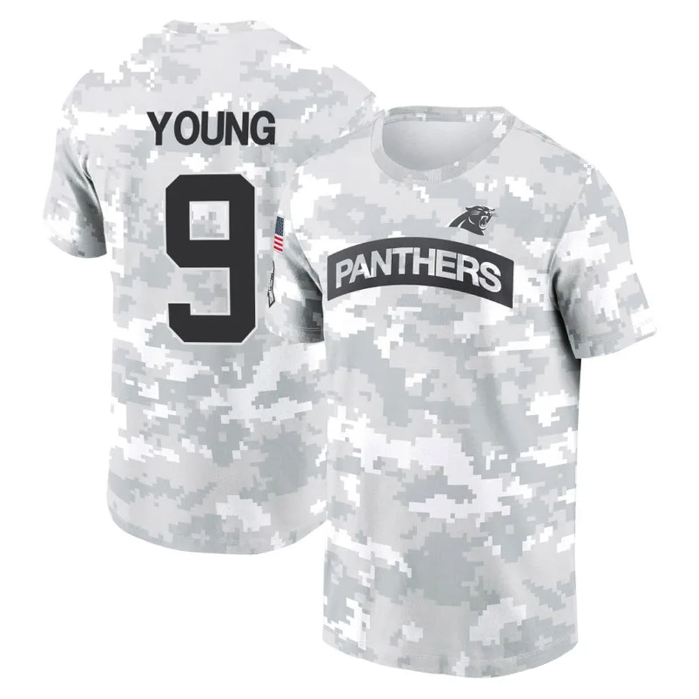 Jdoa C.Panthers #9 Bryce Young Player Arctic Camo Salute to Service T-Shirt Hoodies Stitched Jerseys