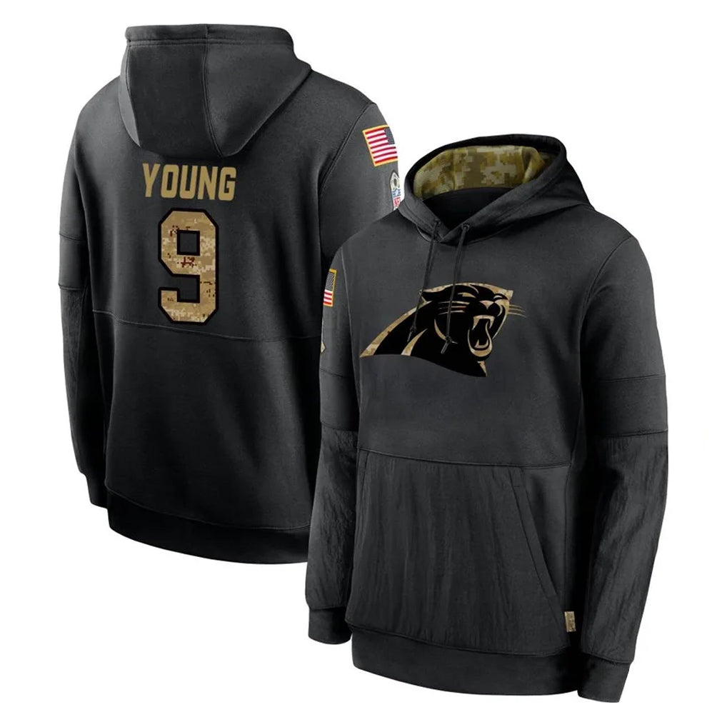 Jdoa C.Panthers #9 Bryce Young Player Black Salute to Service Pullover Hoodies Limited Game Stitched Jerseys