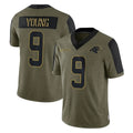 Jdoa C.Panthers #9 Bryce Young Player Olive Salute to Service Limited Game Stitched Jerseys