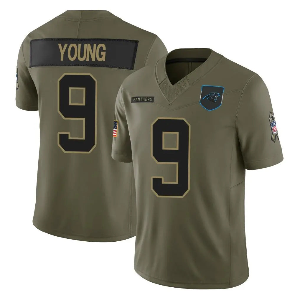 Jdoa C.Panthers #9 Bryce Young Player Olive Salute to Service Limited Home Game Stitched Jerseys