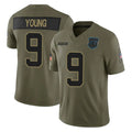Jdoa C.Panthers #9 Bryce Young Player Olive Salute to Service Limited Home Game Stitched Jerseys