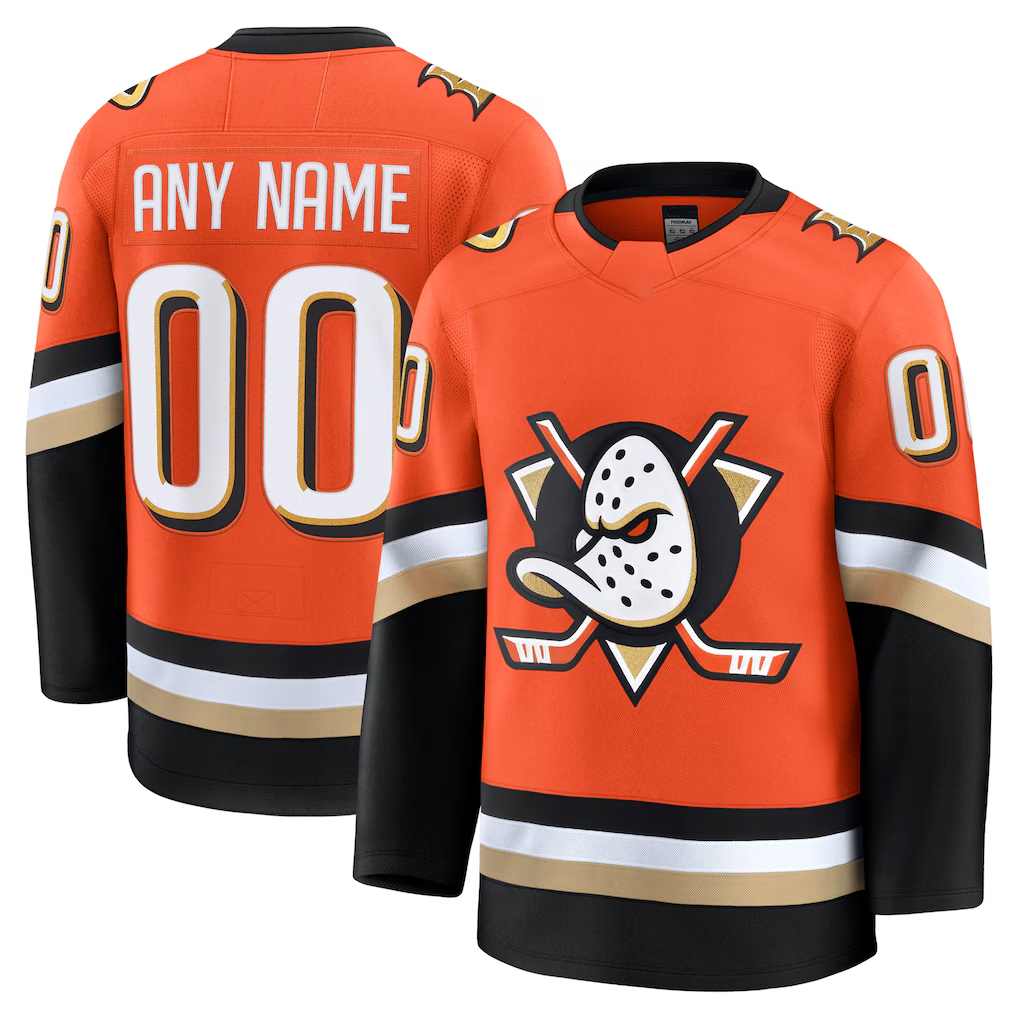 Xdoa Custom A.Ducks Orange Home Premium Jerseys