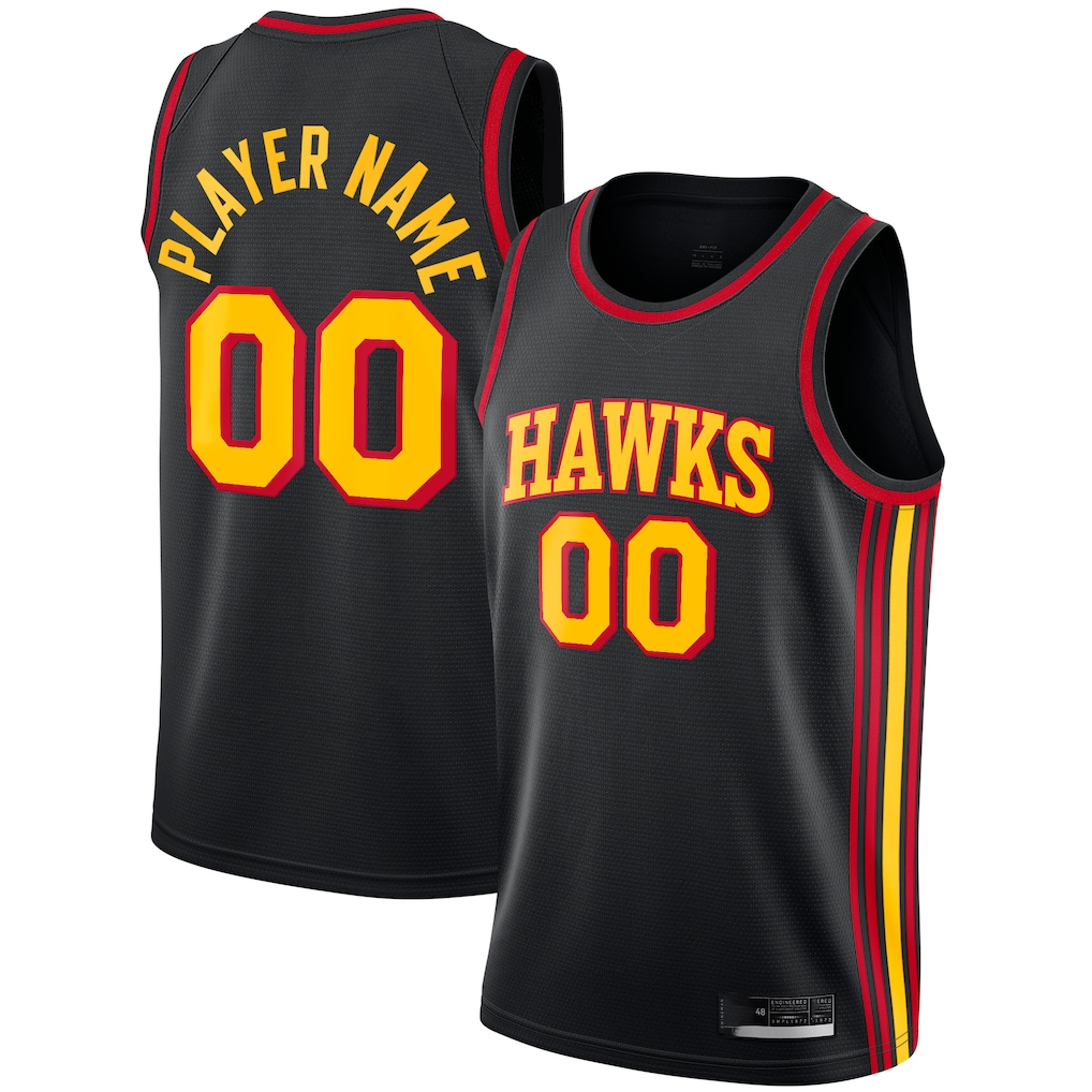Jdoa Custom A.Hawks  Black Swingman Jerseys - Statement Edition