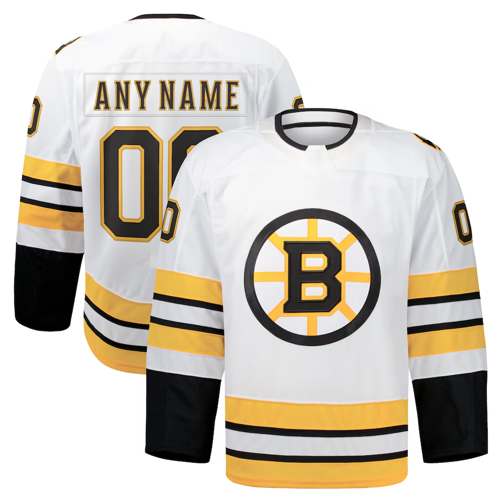 Jdoa Custom B.Bruins White Away Authentic Pro Stitched Jerseys