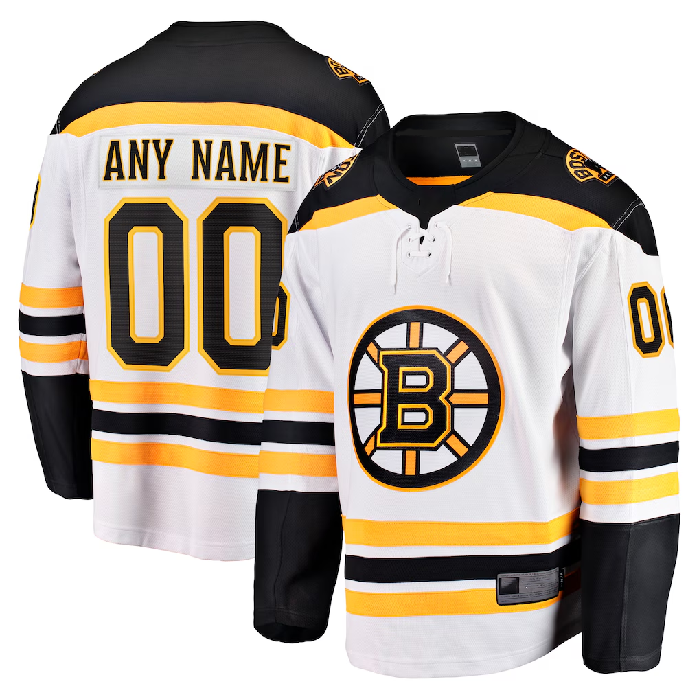Jdoa Custom B.Bruins White Away Breakaway Stitched Jerseys