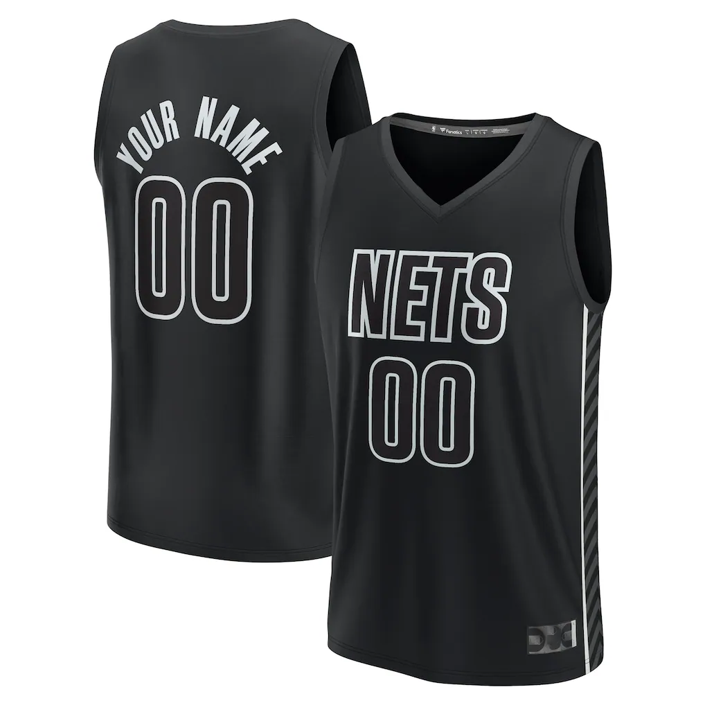 Jdoa Custom B.Nets Fanatics Black Fast Break Stitched Jerseys- Statement Edition