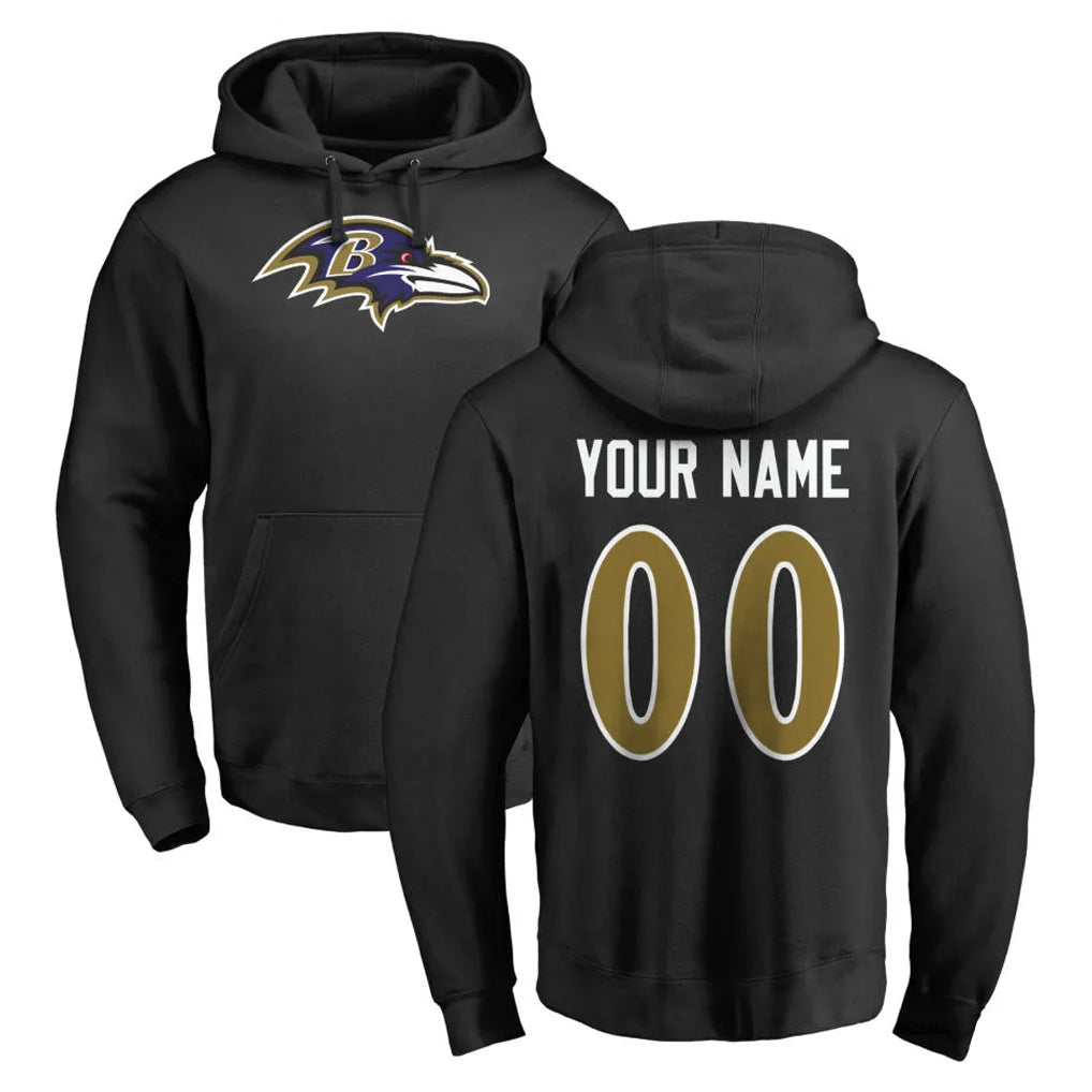Jdoa Custom B.Ravens Black Pullover Hoodie Any Name & Numbers Stitched Jerseys