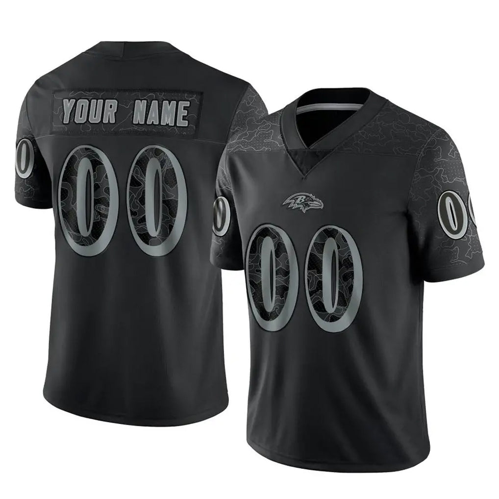 Jdoa Custom B.Ravens Black RFLCTV Limited Any Name & Numbers Stitched Jerseys