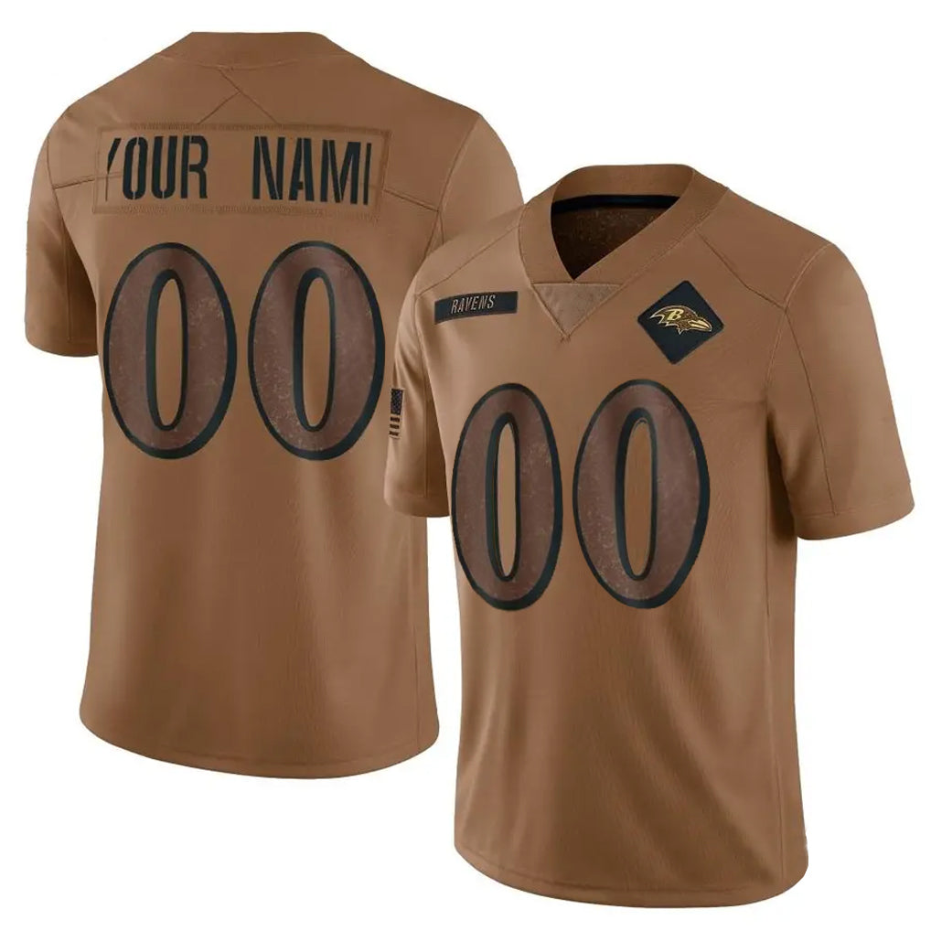 Jdoa Custom B.Ravens Brown Salute To Service Limited Any Name & Numbers Stitched Jerseys