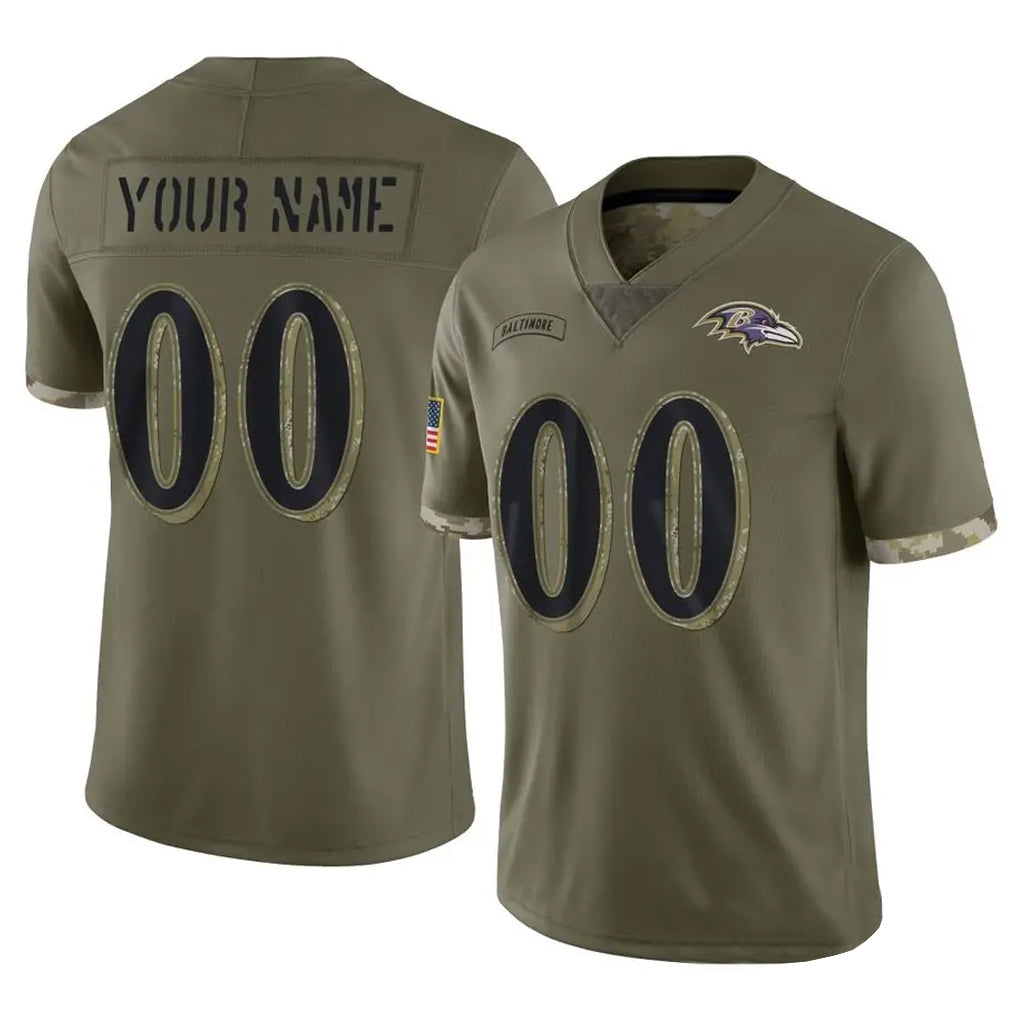 Jdoa Custom B.Ravens Olive Salute To Service Limited Any Name & Numbers Stitched Jerseys