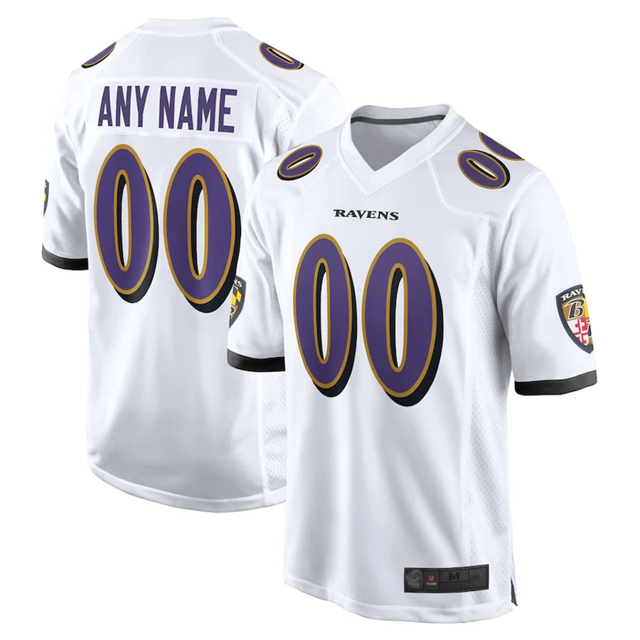 Jdoa Custom B.Ravens White Home Game Stitched Jerseys