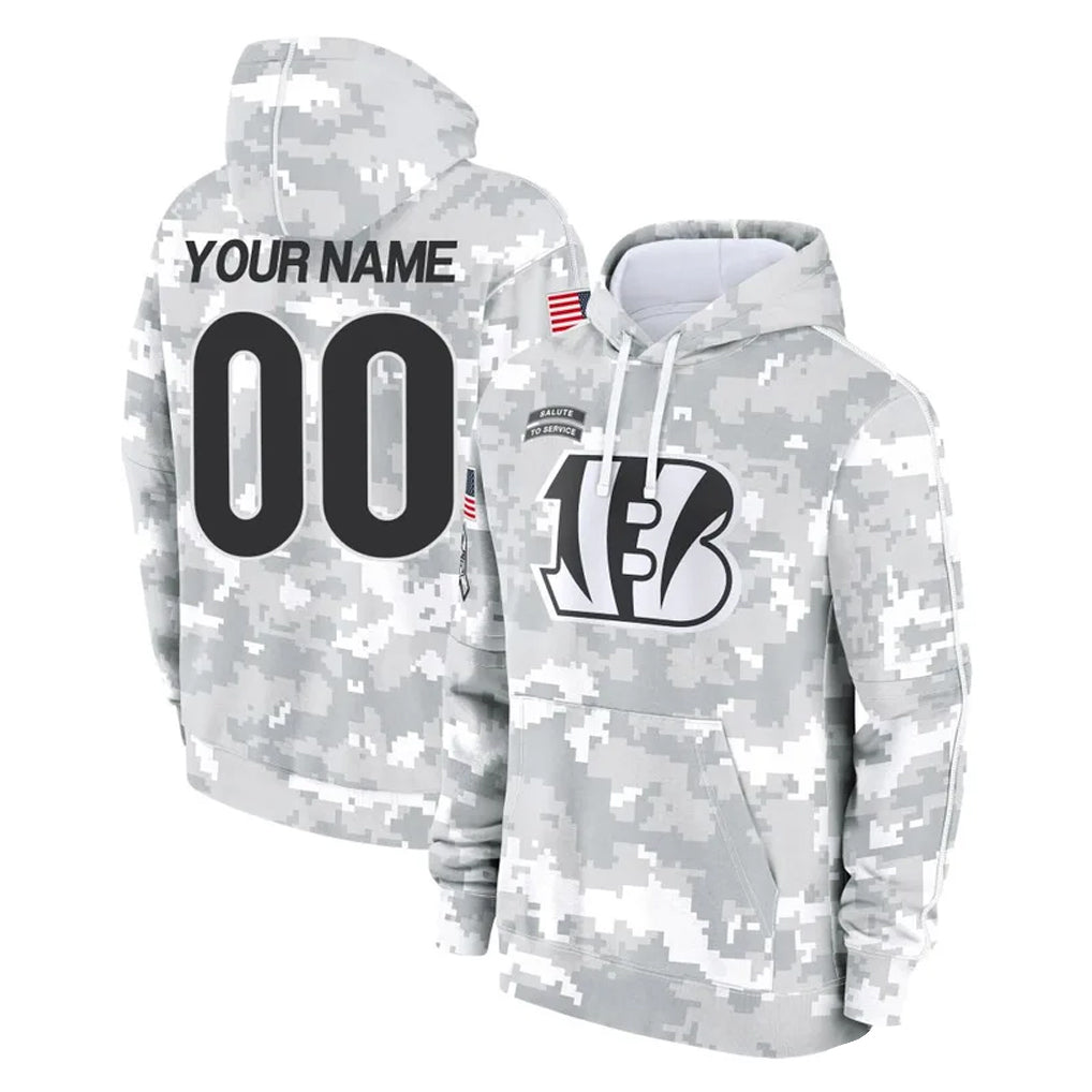 Jdoa Custom C.Bengals Arctic Camo Salute to Service Pullover Hoodie Limited Any Name & Numbers Stitched Jerseys