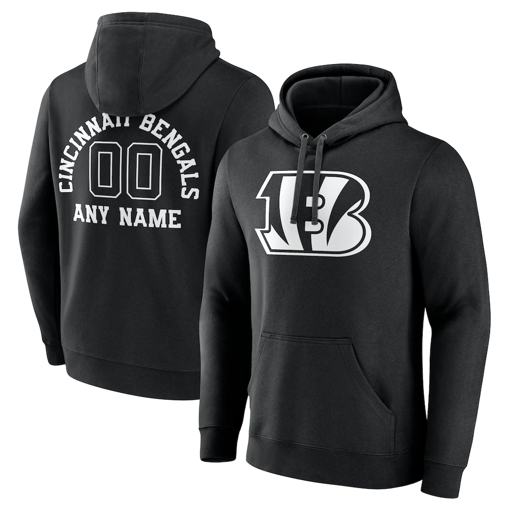 Jdoa Custom C.Bengals Black Personalized Name & Number Pullover Hoodie Stitched Jerseys