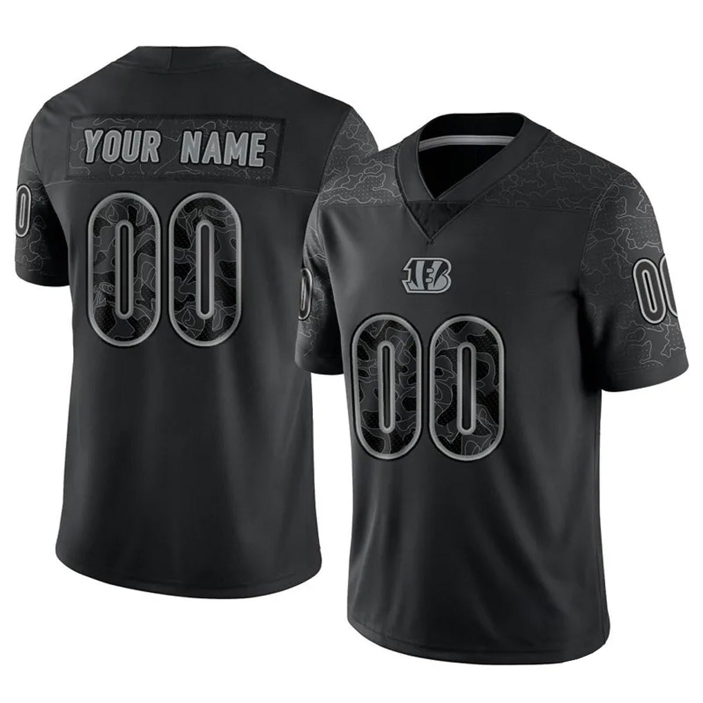 Jdoa Custom C.Bengals Black Reflective Limited Game Any Name & Numbers Stitched Jerseys