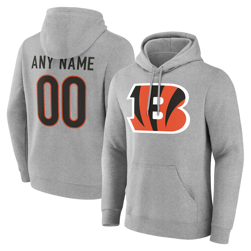 Jdoa Custom C.Bengals Gray Team Authentic Personalized Name & Number Hoodie Stitched Jerseys