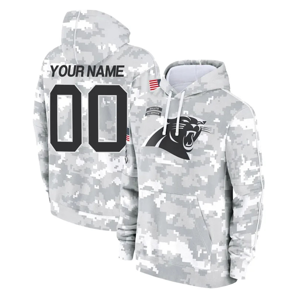 Jdoa Custom C.Panthers Arctic Camo Salute to Service Pullover Hoodies Any Name & Numbers Stitched Jerseys