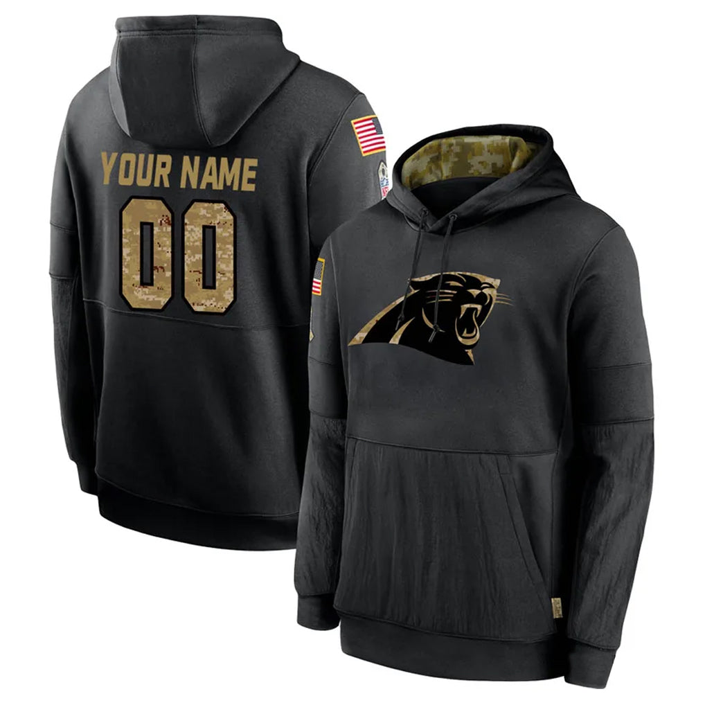 Jdoa Custom C.Panthers Black Salute to Service Pullover Hoodies Any Name & Numbers Stitched Jerseys