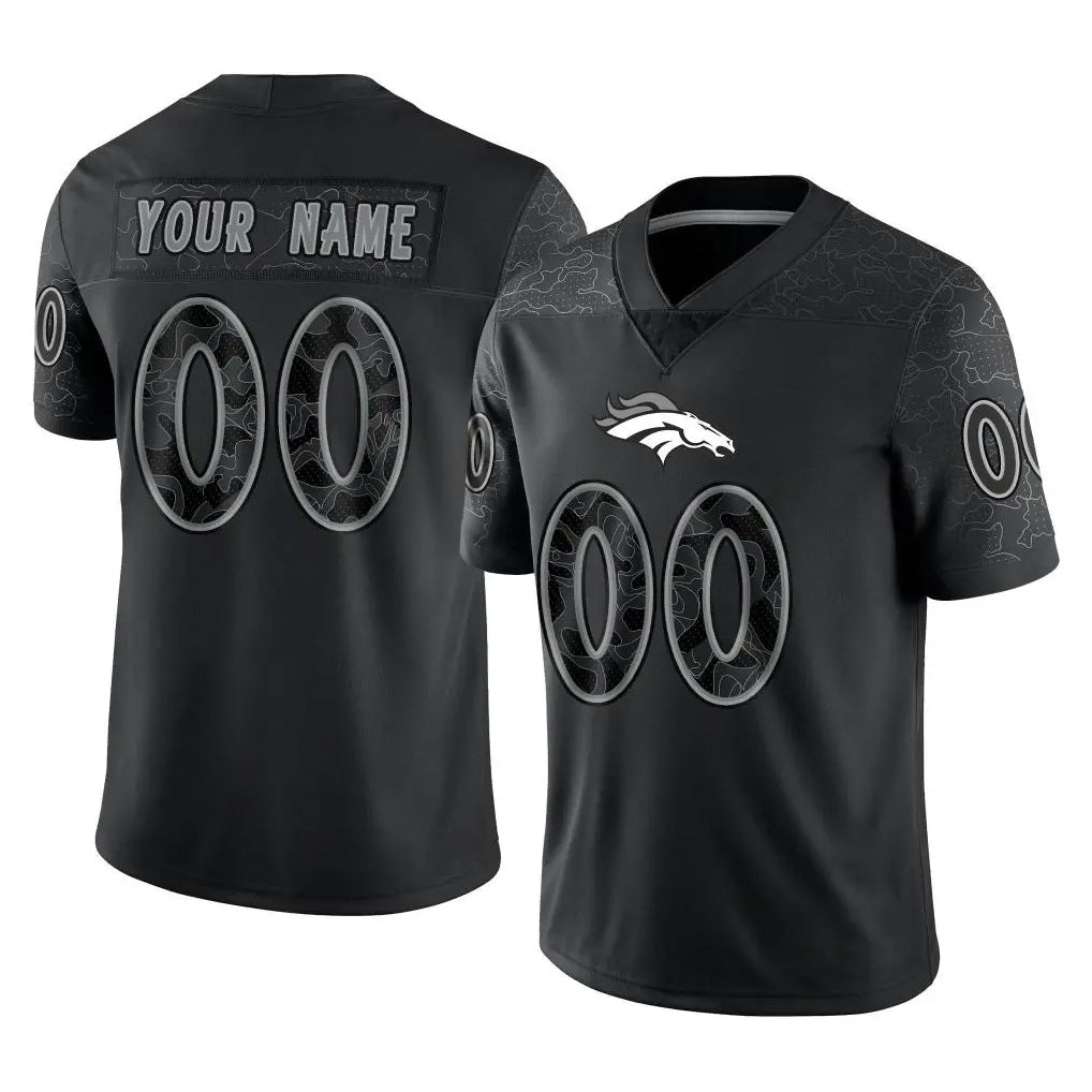 Jdoa Custom D.Broncos Black Reflective Limited Any Name & Numbers Stitched Jerseys