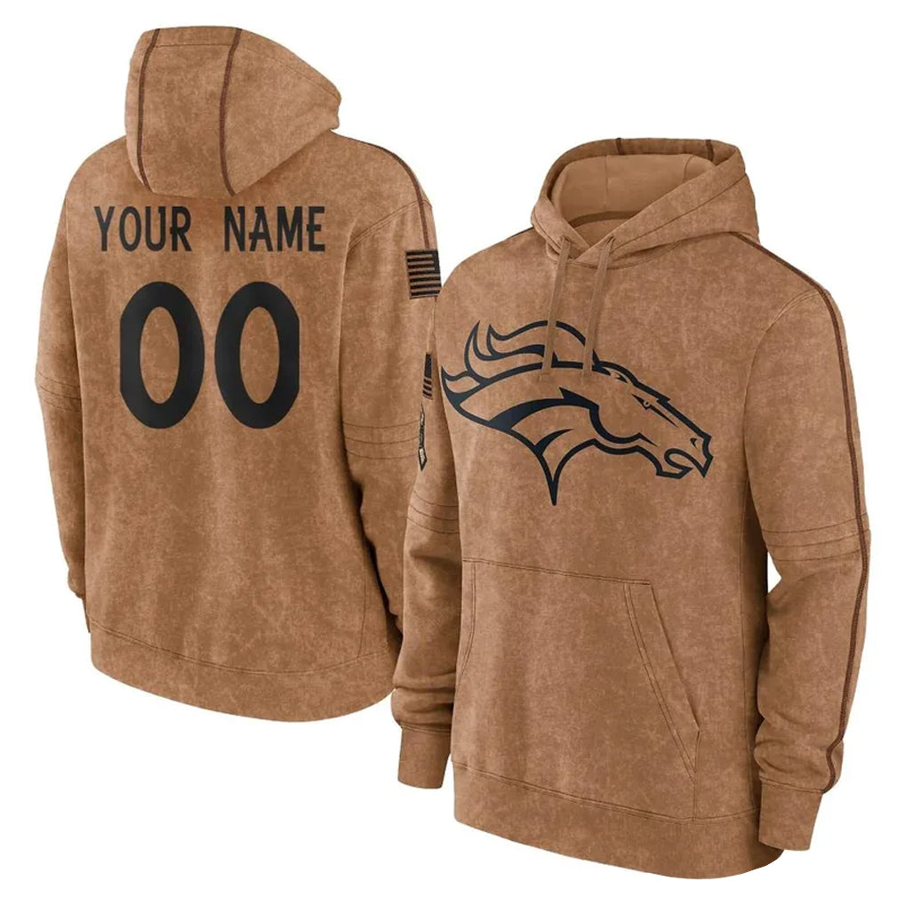 Jdoa Custom D.Broncos Brown Salute to Service Hoodies Limited Game Any Name & Numbers Stitched Jerseys