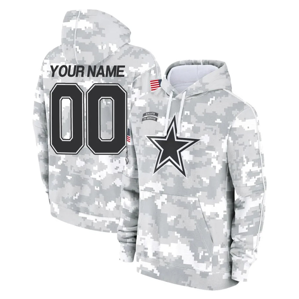 Jdoa Custom D.Cowboys Arctic Camo Salute to Service Hoodies Limited Game Any Name & Numbers Stitched Jerseys
