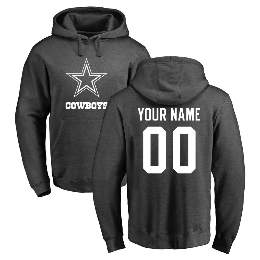 Jdoa Custom D.Cowboys Ash One Color Pullover Hoodie Limited Any Name & Numbers Stitched Jerseys